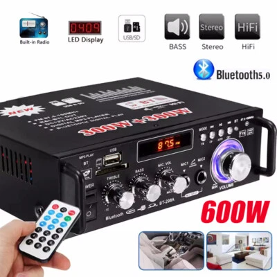 600W HiFi Verstärker Bluetooth 5.0 Mini Stereo Audio Amplifier Receiver FM Radio - Bild 1 von 4