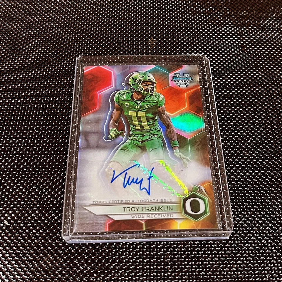 2023 Bowman Best University Troy Franklin Rookie Refractor Auto Oregon Ducks - Image 1 of 1