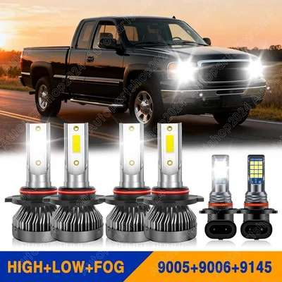 LED Headlights + Fog Light 6x Bulbs for 2003 2004 2005 2006 GMC Sierra 1500 3500 Foto 1 de 4