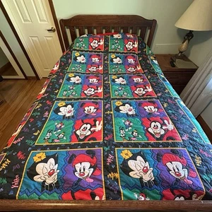 Coperta Animaniacs vintage anni 90 doppio lancio fatta a mano 88x83 Yakko Wacko Dot - Foto 1 di 16