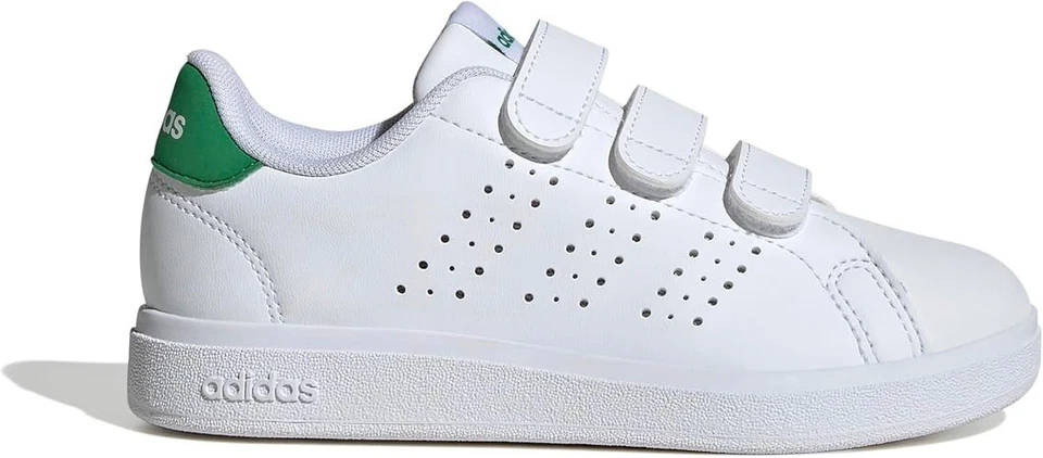 Детские теннисные туфли Adidas Advantage Base 2.0 J — белые/зеленые — (ID3889) - Изображение 1 из 4