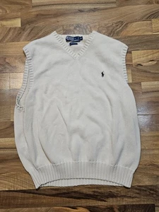 Polo Ralph Lauren Pullover Weste Herren XL Creme 100% Baumwolle Strickpullover - Bild 1 von 6