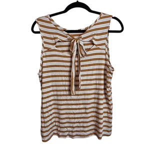Grünes Envelope Tanktop Damen groß weiß braun gestreift Tie Back ärmellos USA - Bild 1 von 15
