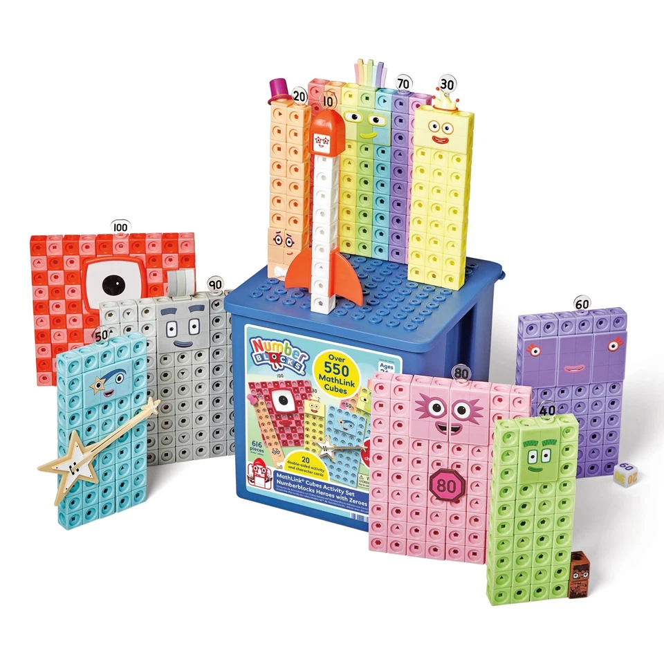 hand2mind Numberblocks Heroes with Zeroes MathLink Cubes Activity Set Preschool