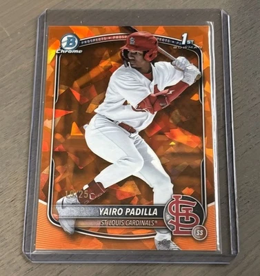 2025 Bowman Chrome 1st YAIRO PADILLA /25 Orange Refractor Sapphire Edition SSP - Image 1 of 3