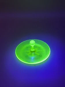 Antique 1920's Fenton Vaseline Topaz Stretch Lemon Tray w/Handle Original Paint - Picture 1 of 8