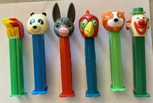 PEZ Merry Music Maker Pfeifen Spender 6 Stück Clown Tiger Falke Esel Panda - Bild 1 von 4