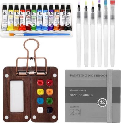 BOTUMIUY Tobios Watercolor Kit, Tobio Mini Watercolor Set, Travel Watercolor Set with 12