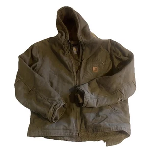 Carhartt Men’s Jacket - Made In Mexico - Size Large Brown- Zip Up W Hood - Picture 1 of 7