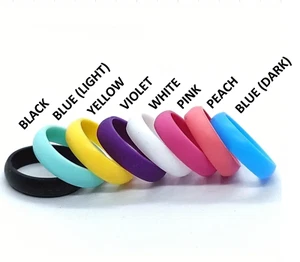 Silicone Rubber Ring Women Wedding Sports Fashion Casual Sport Gym 5.5mm Rainbow - Picture 1 of 15