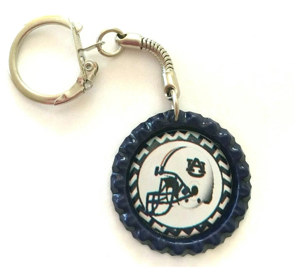 Auburn University Bottle Cap Keychain on silvertone keyring - Image 1 of 1