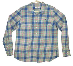 Vineyard Vines Damenhemd Größe 16 Bluse Knopfleiste Rollriegelärmel kariert Logo - Bild 1 von 7
