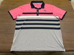Puma Men’s Pink/Blue/Gray Golf Polo Shirt - XL - Picture 1 of 5