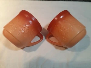 2-RAR VINTAGE ORANGE OMBRE AIRBRUSH MILCHGLAS BECHER/BECHER ERHABEN BLUMEN - Bild 1 von 12