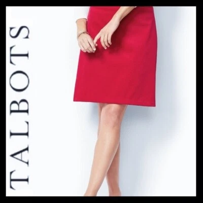 Talbots NWT Woman sz 18 Red Velveteen Suede Knee length straight skirt, MSRP $69 - Image 1 of 4