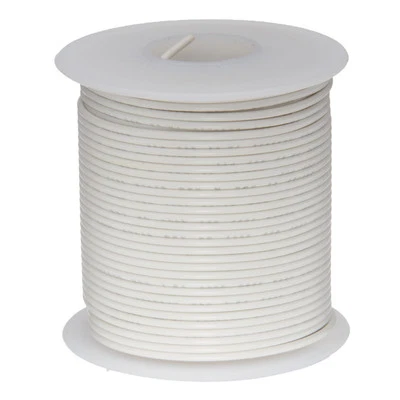 REMINGTON INDUSTRIES 24 AWG Gauge Stranded Hook Up Wire White 100 ft 0.0201" UL1007 300 Volts