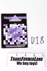 Skullgrin Instructions Pretenders 1988 Vintage Hasbro G1 Transformers - Picture 1 of 1