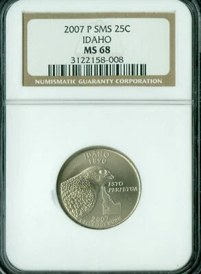 2007 P IDAHO QUARTER NGC MS68 SMS 2ND FINEST REGISTRY RARE RARE  * - Image 1 of 2