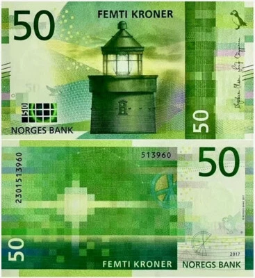 2017 Norway 50 Kroner P-53 NEW UNC Banknote - Image 1 of 2