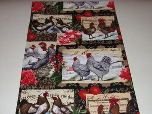 Chicken & Rooster Patch 1 yd X 44" Precut 100% Cotton Fabric - David Textiles - Picture 1 of 2