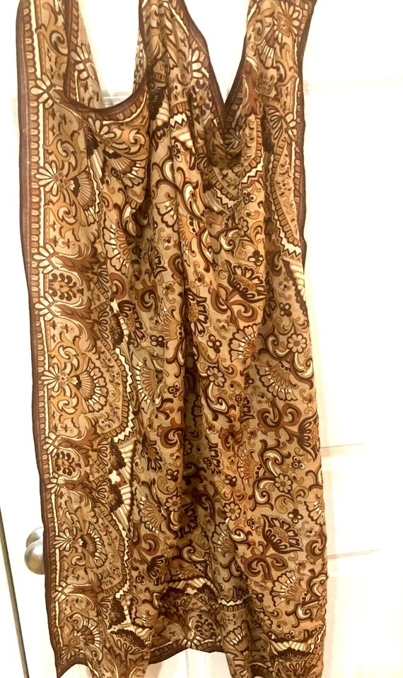 Bufanda vintage Adrienne Vittadini 100 % lana para mujer marrón envolvente floral cuadrada 44" W Foto 1 de 4