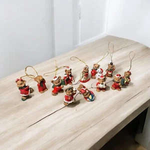 Set Of 12 Miniature Bear Christmas Ornaments, 1” - Picture 1 of 7