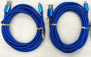 2-Pack 10ft Braided Nylon Micro USB Charging Cable Fast Charger Cord Blue - Picture 1 of 5