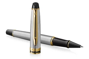 Waterman Expert Stainless & Gold Roller Pen Made In France S0951980 New In Box - Picture 1 of 5