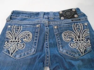 MISS ME Women's Denim Bling Fleur Stretchable Low Rise BOOTCUT Jeans Size 26 - Picture 1 of 10