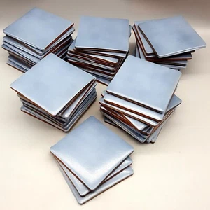 53 Small 4x4" Unused Ceramic Tiles From Spain, Subdued Solid Blue Gray Semigloss - Picture 1 of 5