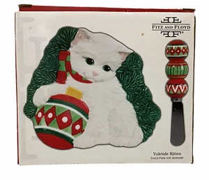 Neu Fitz and Floyd Yuletide Kätzchen Katze Snack Käseplatte mit Streuer Weihnachten - Bild 1 von 5
