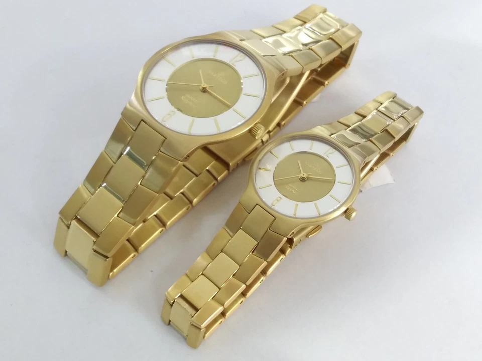 Sartego Seville quartz sapphire 50 meter Gold tone watch PAIR SVQ222 SVQ662 - Image 1 of 4
