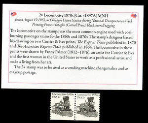 Par de bobinas de locomotora US Scott #1897A 2¢ en estado bastante bueno MNH con montaje de sello - Imagen 1 de 1