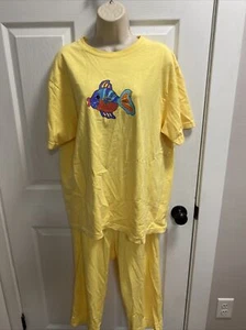 NEW Fresh Produce SX M Yellow 2 Piece Set Top  Capri Pants 100% Cotton USA (L4) - Picture 1 of 5