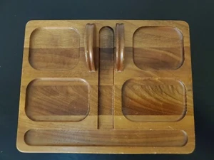 Bandeja de tocador vintage Decatur Industries Deco madera de nogal caddy - Imagen 1 de 11