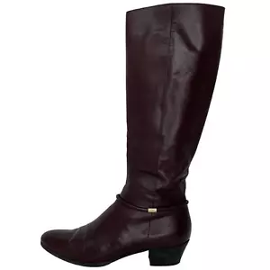 Salvadore Ferragamo Boots Women's 6.5 AAA Red Brown Leather Riding Equestrian - Picture 1 of 15