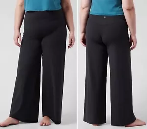NWT Athleta Elation Wide Leg Pant Plus 2X 20W 22W Black High Rise Stretch Yoga - Picture 1 of 8