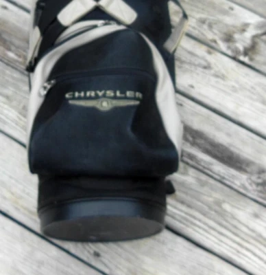 NUEVO - Bolsa de golf Chrysler Staff de cuero de 6 vías con cubierta para lluvia, negra y tostada Foto 1 de 4