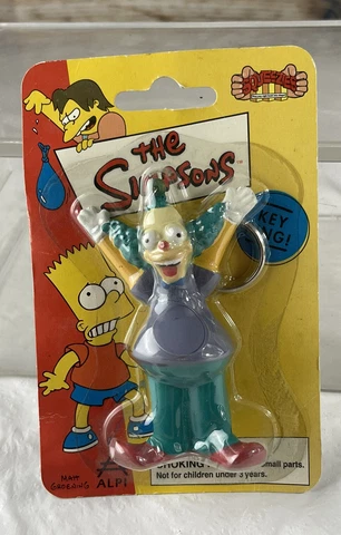 VTG 90s The Simpsons KRUSTY THE CLOWN Action Figure Cartoon Keychain SQUEEZIES Cover