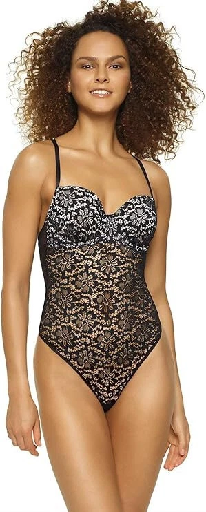 Jezebel Molly 蕾丝紧身衣裤轮廓十字背黑色 S — 第 1/1 张图片