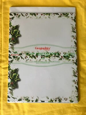 Geographics Christmas Holiday 2-Up Invitations w/ Envelopes Holly & Ivy 24 count - Image 1 of 4