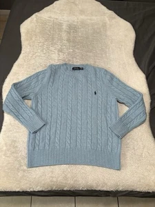 Polo Ralph Lauren Women’s Sky Blue Wool Blend Knit Crewneck Sweater Medium - Picture 1 of 7