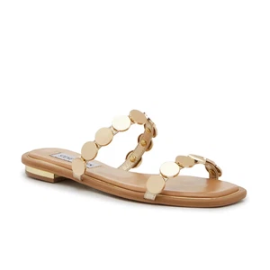 Steve Madden Karlie Sandalen Damen 7 Gold Metallic Medaillons Riemen Pantoletten GAL480 - Bild 1 von 16