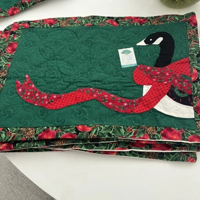 Corredor de mesa Winter Goose vintage 16x70 y 12 manteles cosidos 14x20  Foto 1 de 4