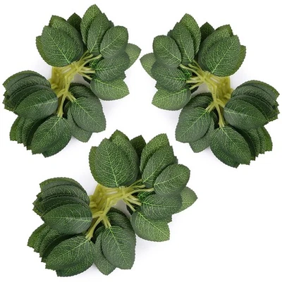 Hojas verdes artificiales, hojas de flores de rosa sintética verde seda sintética para hágalo usted mismo con... Foto 1 de 4