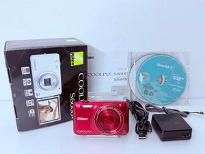 Nikon Coolpix S6600 Raspberry Red Selfie Flip Screen WiFi Digital Camera Japan - Picture 1 of 12