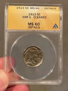 1913 Type 1 Buffalo Nickel MS 60 Details ANACS SKU:6264332 - BU UNC Nice Luster - Picture 1 of 15