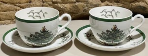 1959 Copeland Spode England Christmas Tree S3324 Cup & Saucer Set of 2 - Picture 1 of 15