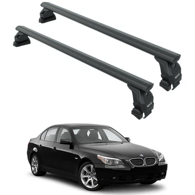 Barras transversales de techo para BMW 5 sedán (E60) 2003-2010 techo normal, negro Foto 1 de 4