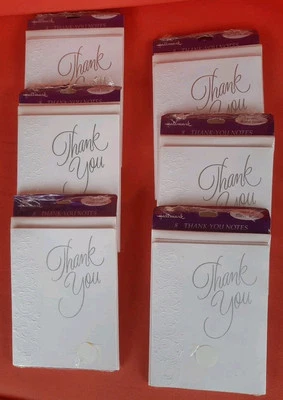 Lote de 48 tarjetas de notas de agradecimiento formales Hallmark blancas en relieve boda 6 paquetes de 8 Foto 1 de 4